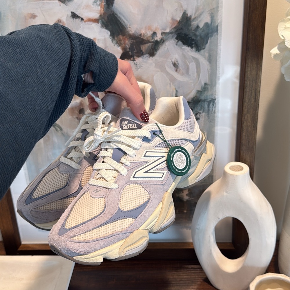 New Balance 9060 Sneakers in Cream and Lavender